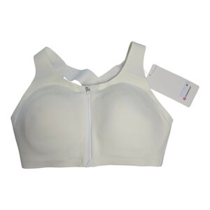 Lululemon Bra Enlite White Sports Bra Front Zip 36DD Yoga Workout NWT